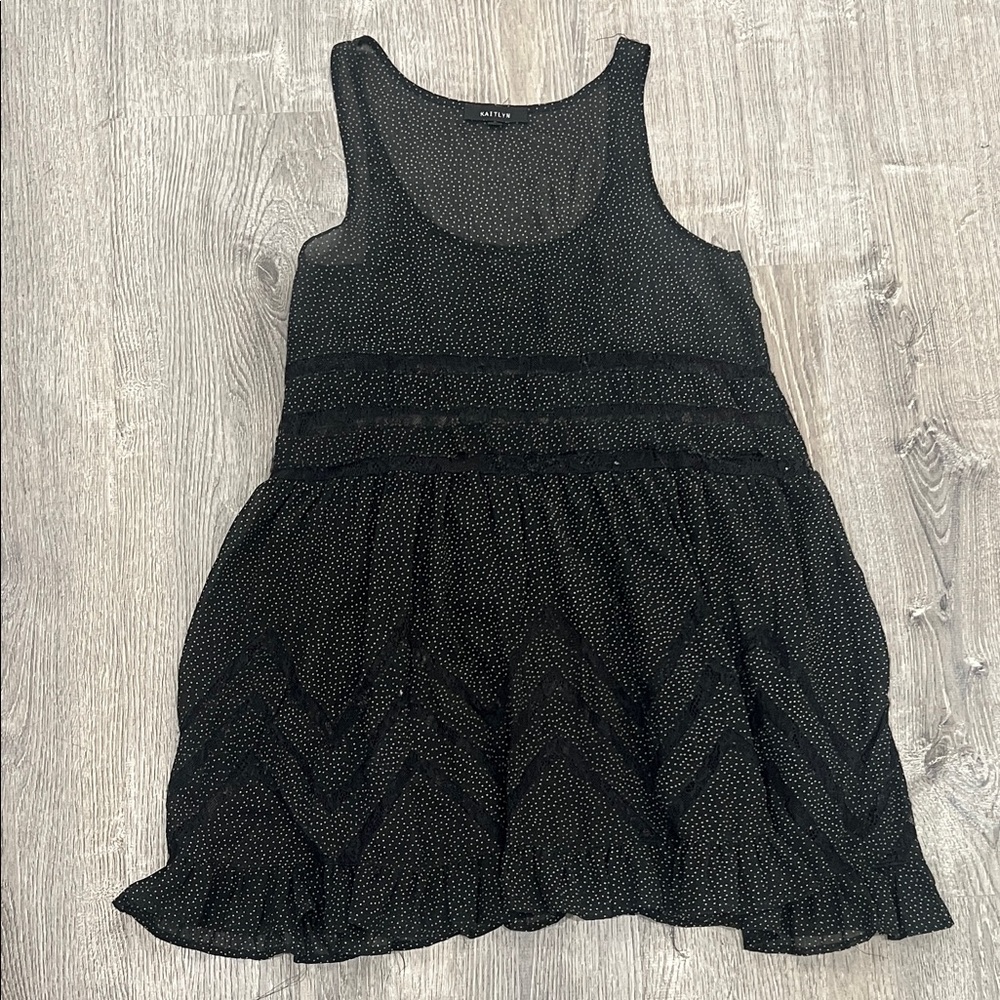 Kaitlyn Black Sleeveless Dress with Tiny White Dots